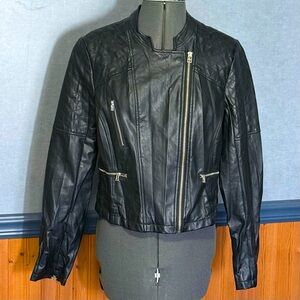 Black Quilted Leather Moto Jacket